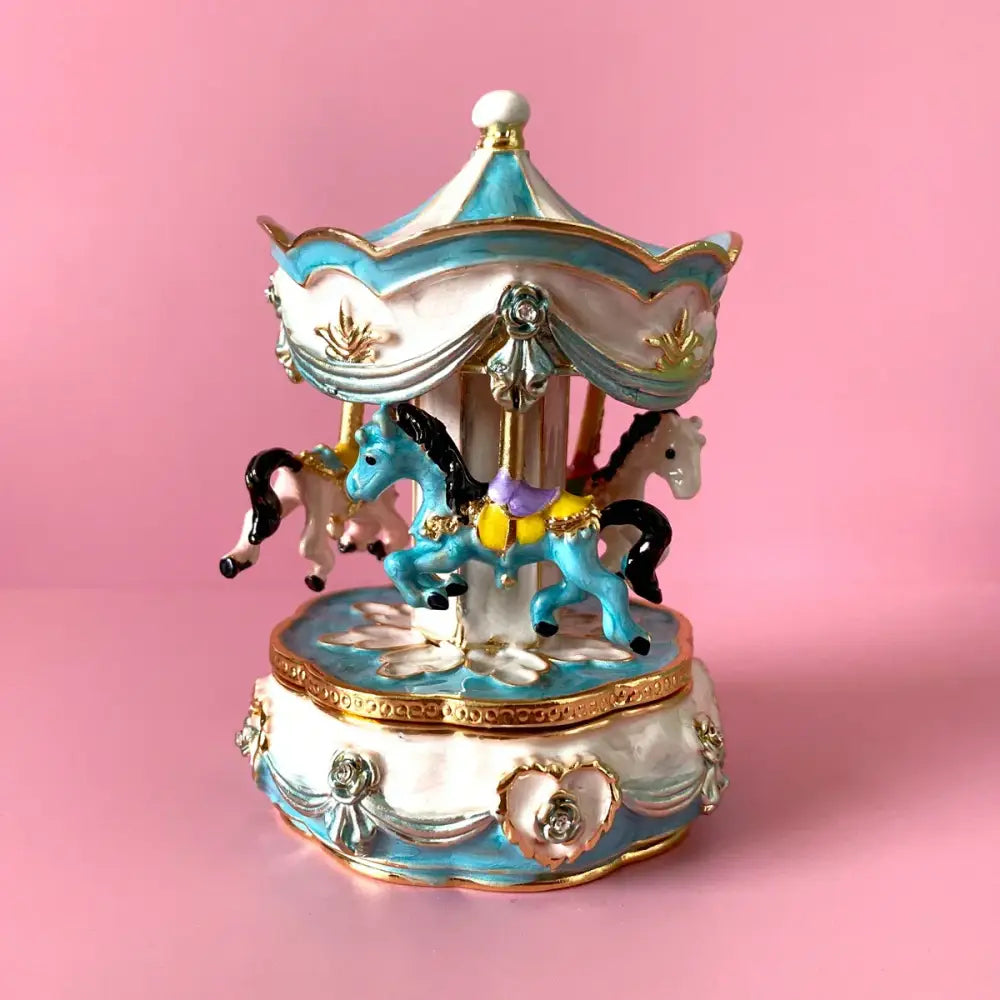Hand painted pastel carousel horse trinket box bedroom ornament
