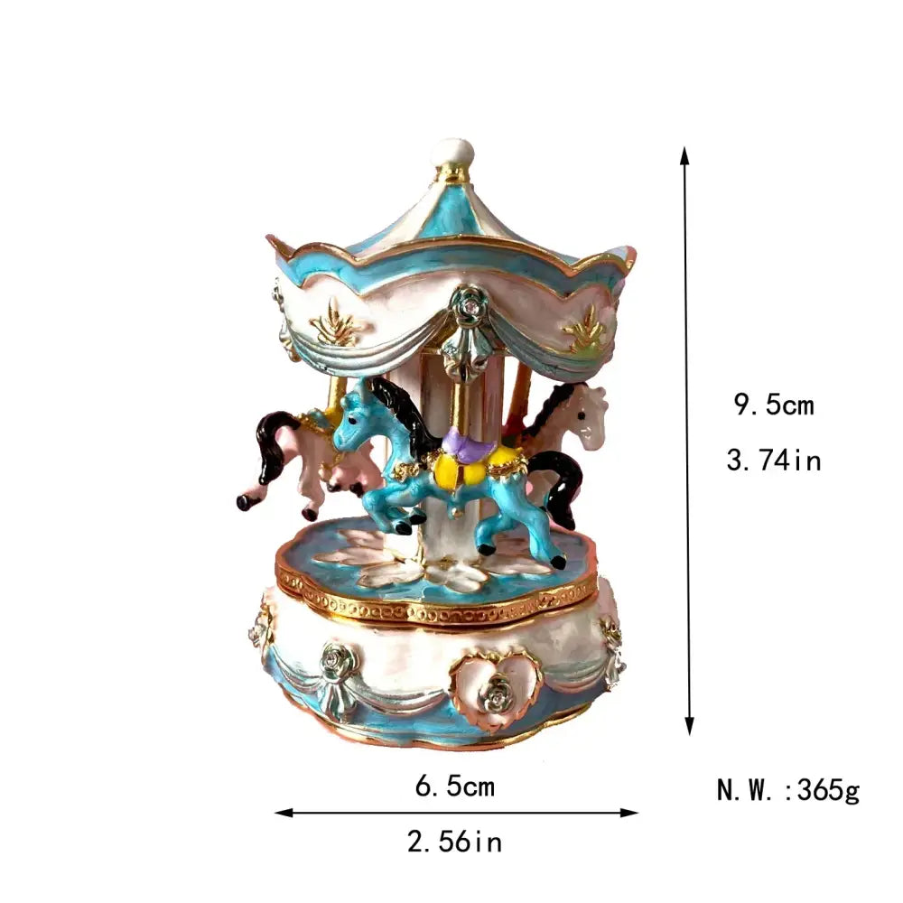 Hand painted pastel carousel horse trinket box bedroom ornament