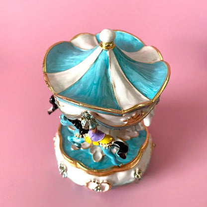 Hand painted pastel carousel horse trinket box bedroom ornament