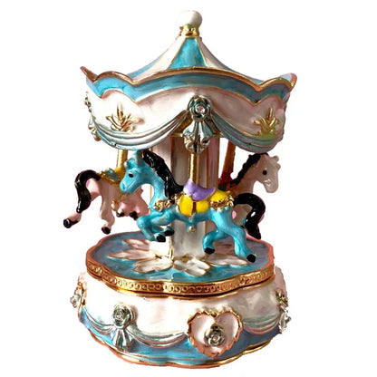 Hand painted pastel carousel horse trinket box bedroom ornament