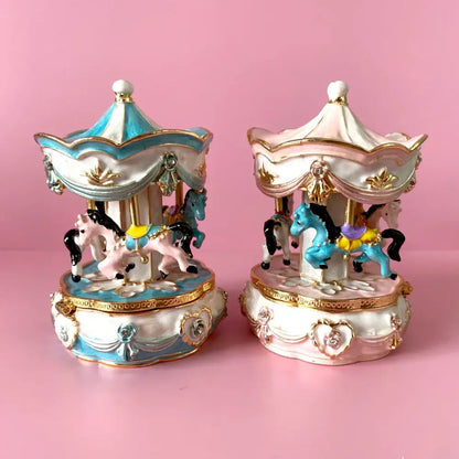 Hand painted pastel carousel horse trinket box bedroom ornament