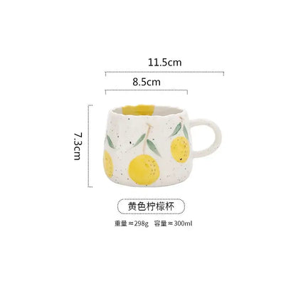 Hand-painted strawberry cartoon fruit ceramic mug kitchen tea cup