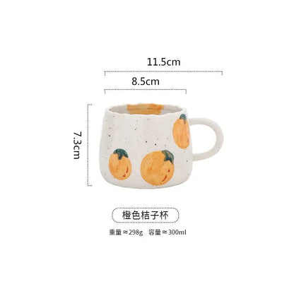 Hand-painted strawberry cartoon fruit ceramic mug kitchen tea cup