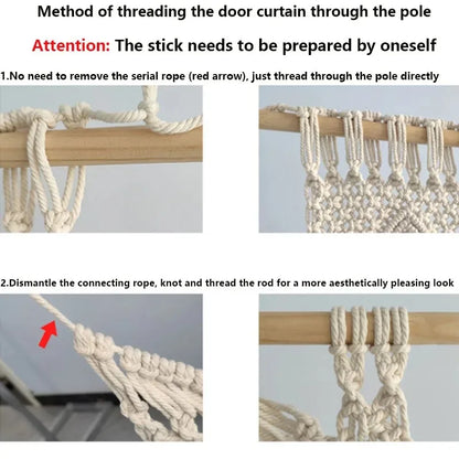DecorBites™ Hand-woven Macrame Door Curtain Bohemia Wall Hanging Tapestry For Home Window Doorway Bedroom Living Room Wedding Backdrop Decor