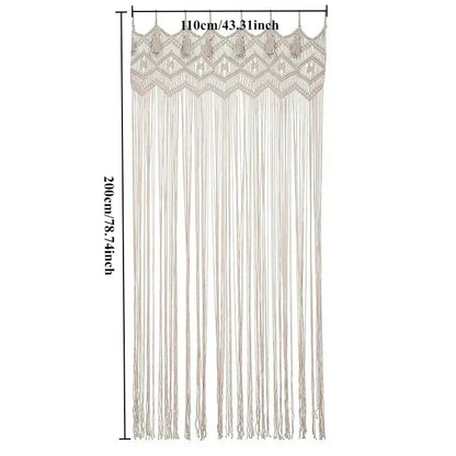 DecorBites™ Hand-woven Macrame Door Curtain Bohemia Wall Hanging Tapestry For Home Window Doorway Bedroom Living Room Wedding Backdrop Decor