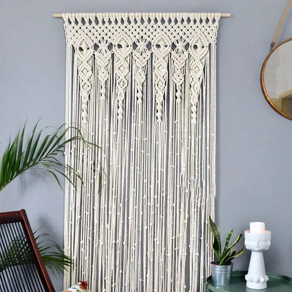 DecorBites™ Hand-woven Macrame Door Curtain Bohemia Wall Hanging Tapestry For Home Window Doorway Bedroom Living Room Wedding Backdrop Decor