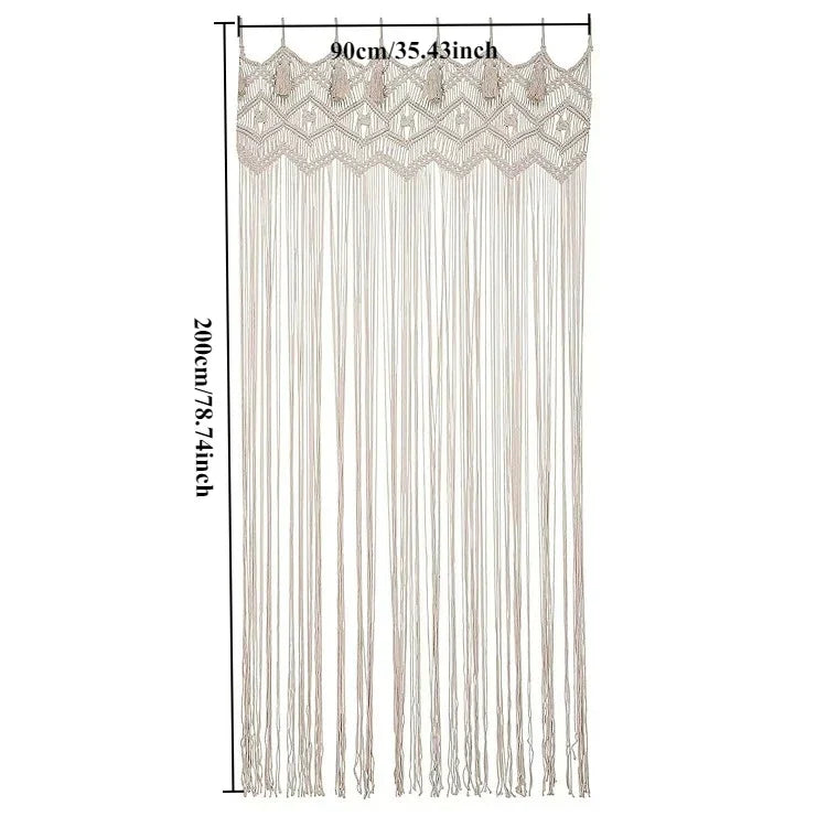 DecorBites™ Hand-woven Macrame Door Curtain Bohemia Wall Hanging Tapestry For Home Window Doorway Bedroom Living Room Wedding Backdrop Decor