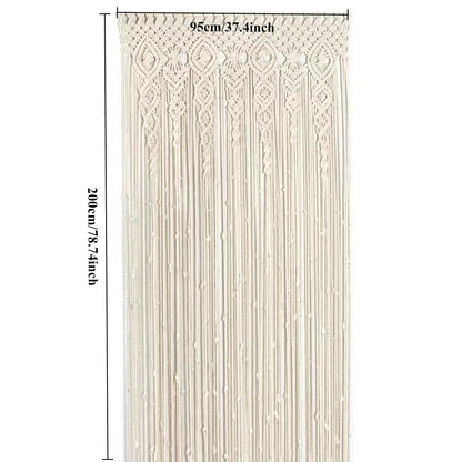 DecorBites™ Hand-woven Macrame Door Curtain Bohemia Wall Hanging Tapestry For Home Window Doorway Bedroom Living Room Wedding Backdrop Decor