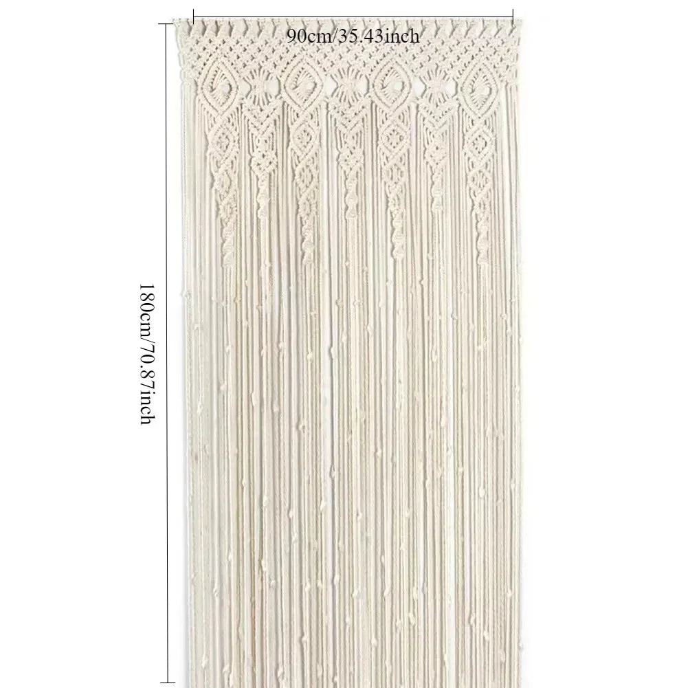DecorBites™ Hand-woven Macrame Door Curtain Bohemia Wall Hanging Tapestry For Home Window Doorway Bedroom Living Room Wedding Backdrop Decor
