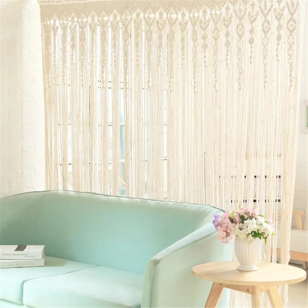 DecorBites™ Hand-woven Macrame Door Curtain Bohemia Wall Hanging Tapestry For Home Window Doorway Bedroom Living Room Wedding Backdrop Decor