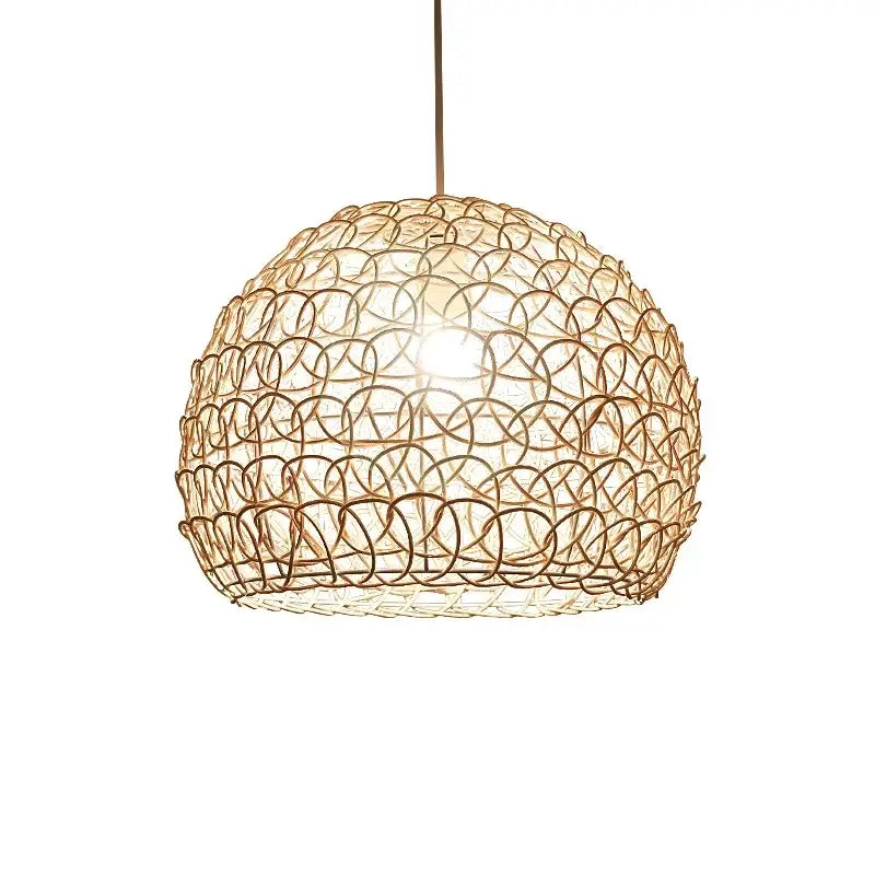 Hand woven rattan pendant light modern living room chandelier