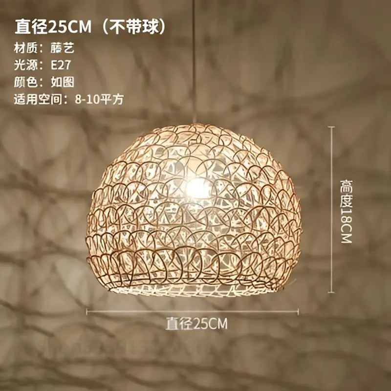 Hand woven rattan pendant light modern living room chandelier