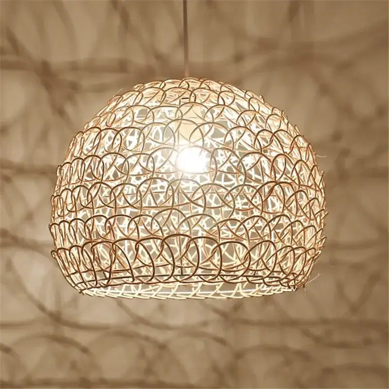 Hand woven rattan pendant light modern living room chandelier