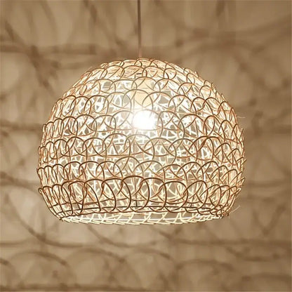 Hand woven rattan pendant light modern living room chandelier