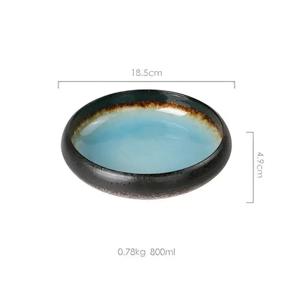 Handcrafted blue & gold ceramic sushi plate dining room tableware