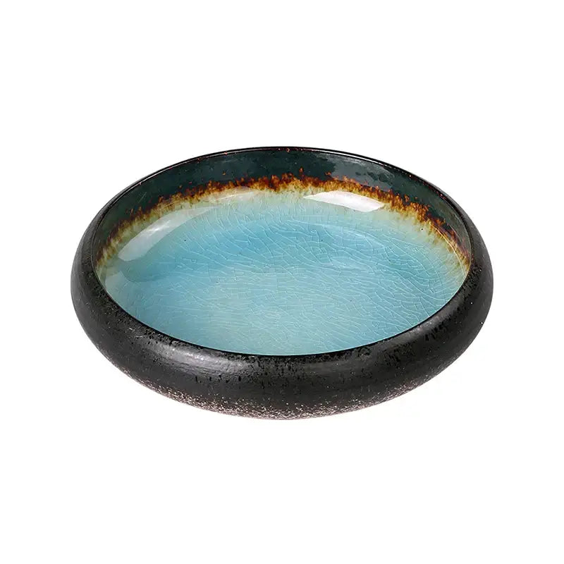 Handcrafted blue & gold ceramic sushi plate dining room tableware