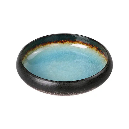 Handcrafted blue & gold ceramic sushi plate dining room tableware