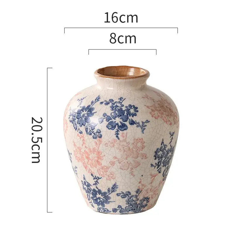 Handcrafted blue & pink white ceramic vase set living room decor