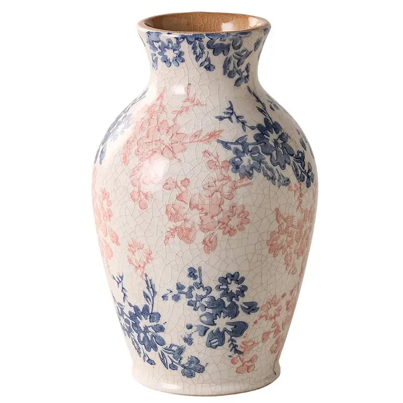 Handcrafted blue & pink white ceramic vase set living room decor