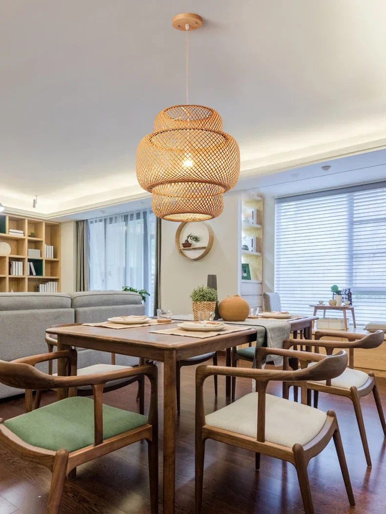 DecorBites™ Handcrafted Chinese Bamboo Pendant Lamp