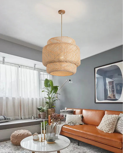 DecorBites™ Handcrafted Chinese Bamboo Pendant Lamp