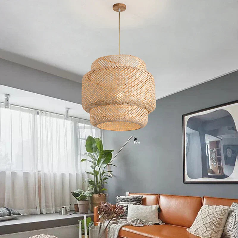 DecorBites™ Handcrafted Chinese Bamboo Pendant Lamp