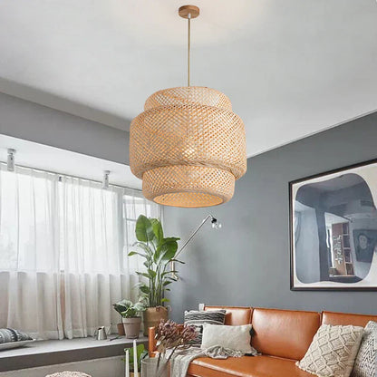DecorBites™ Handcrafted Chinese Bamboo Pendant Lamp