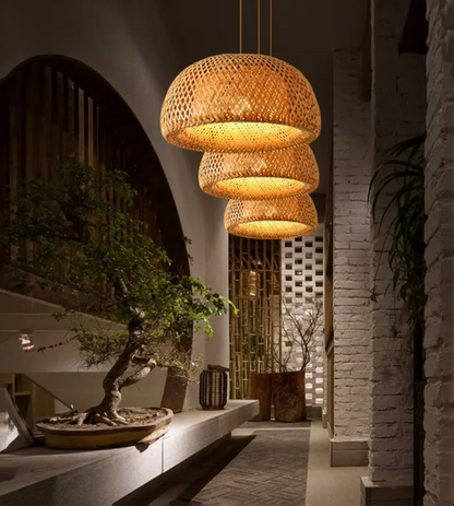 DecorBites™ Handcrafted Chinese Bamboo Pendant Lamp