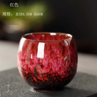 Handcrafted colorful egg style ceramic tea cup set dining room