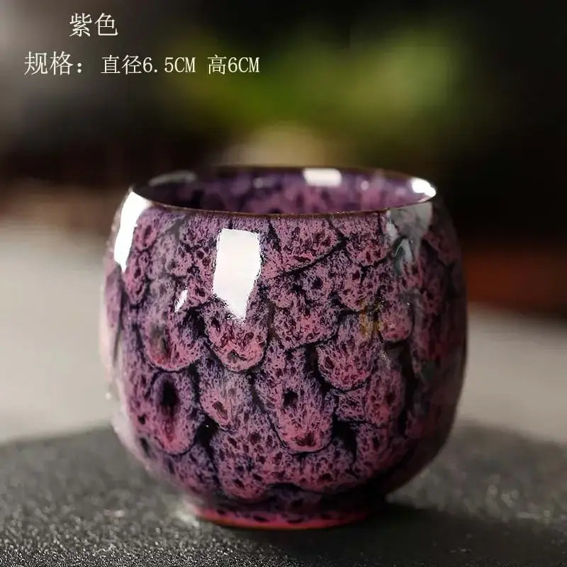 Handcrafted colorful egg style ceramic tea cup set dining room