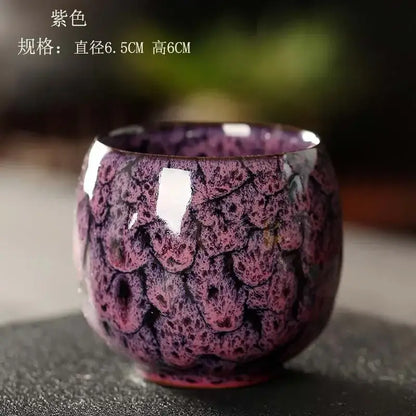 Handcrafted colorful egg style ceramic tea cup set dining room