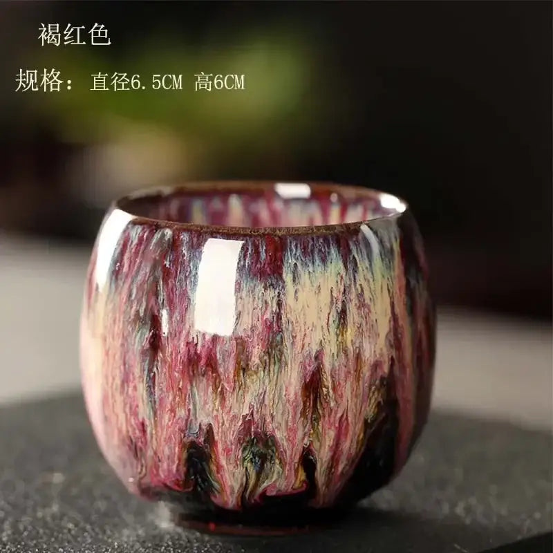 Handcrafted colorful egg style ceramic tea cup set dining room