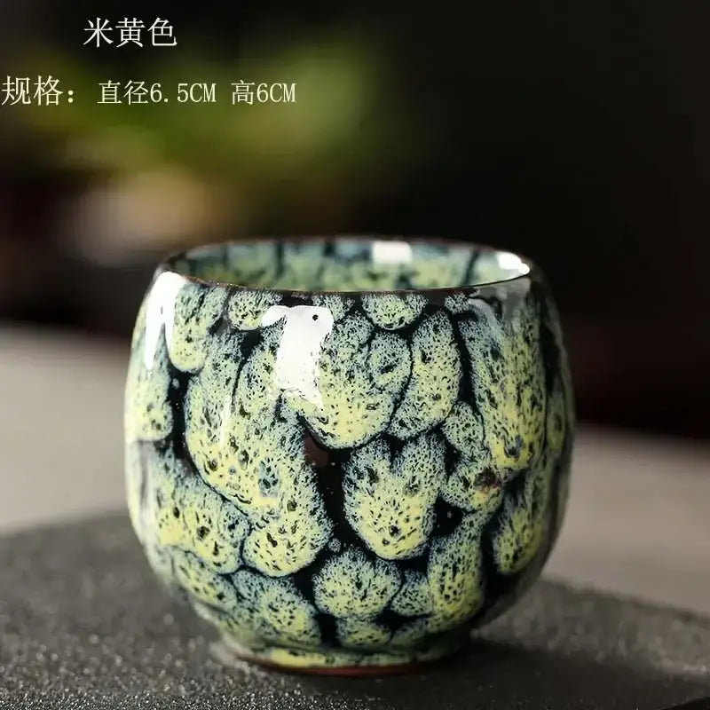 Handcrafted colorful egg style ceramic tea cup set dining room