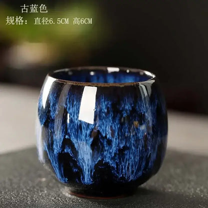 Handcrafted colorful egg style ceramic tea cup set dining room