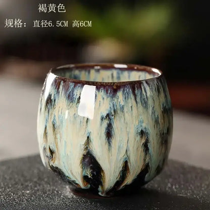 Handcrafted colorful egg style ceramic tea cup set dining room