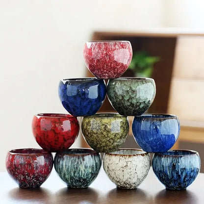 Handcrafted crackle glaze ceramic coffee cup dining room drinkware