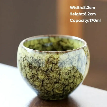 Handcrafted crackle glaze ceramic coffee cup dining room drinkware