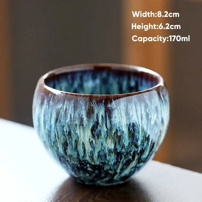 Handcrafted crackle glaze ceramic coffee cup dining room drinkware