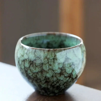 Handcrafted crackle glaze ceramic coffee cup dining room drinkware