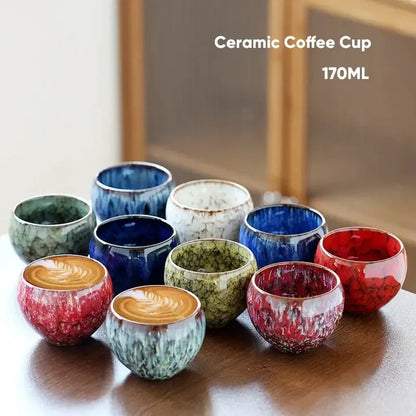 Handcrafted crackle glaze ceramic coffee cup dining room drinkware