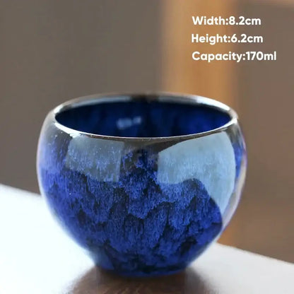 Handcrafted crackle glaze ceramic coffee cup dining room drinkware