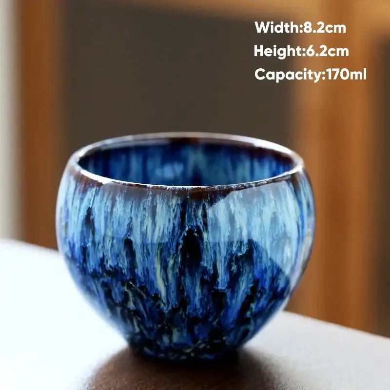 Handcrafted crackle glaze ceramic coffee cup dining room drinkware