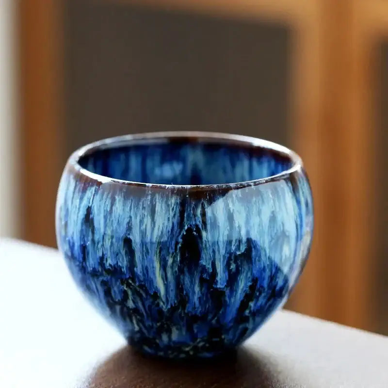 Handcrafted crackle glaze ceramic coffee cup dining room drinkware