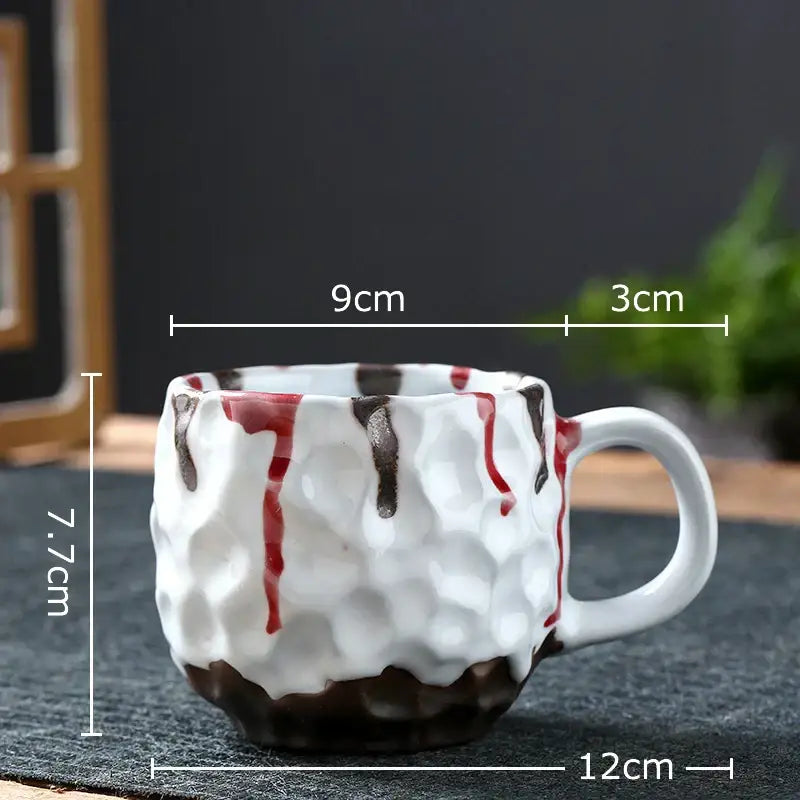 Handcrafted earthy hammer pattern porcelain mugs kitchen set of 2