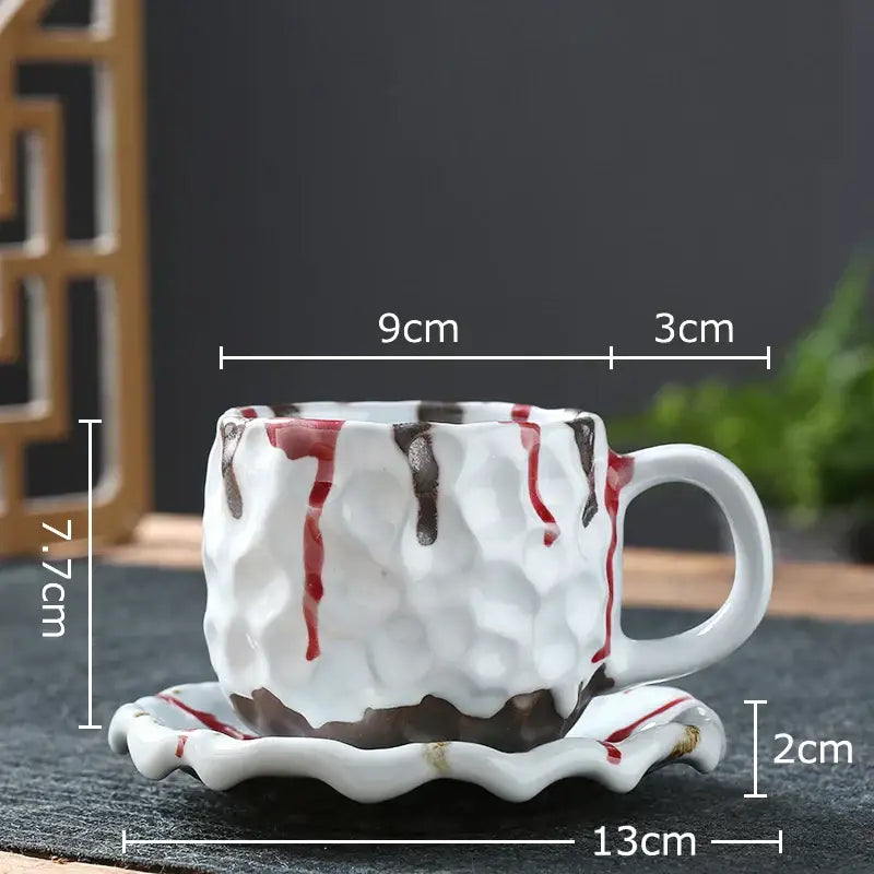 Handcrafted earthy hammer pattern porcelain mugs kitchen set of 2