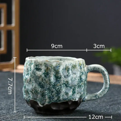 Handcrafted earthy hammer pattern porcelain mugs kitchen set of 2