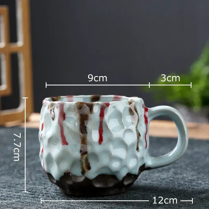 Handcrafted earthy hammer pattern porcelain mugs kitchen set of 2