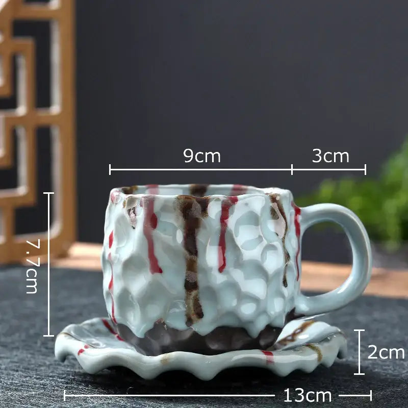 Handcrafted earthy hammer pattern porcelain mugs kitchen set of 2