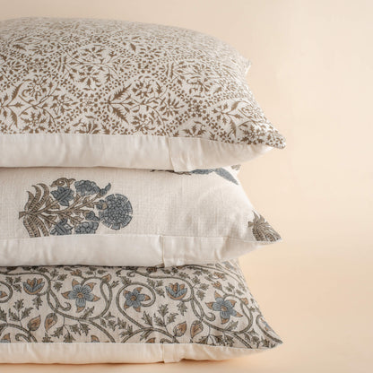 Mariella Floral Block Printed Pillow Cover | Mustard