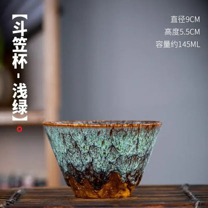 Handcrafted multicolored ceramic tea cup set dining room drinkware